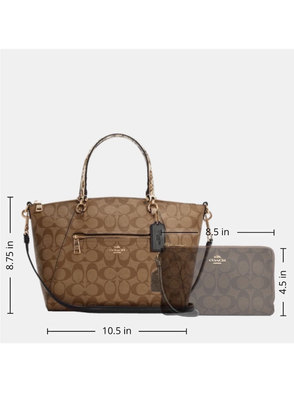 COACH Prairie Satchel / Shoulder In Colorblock
Signature Canvas Khaki/Black - Picture 16 of 16